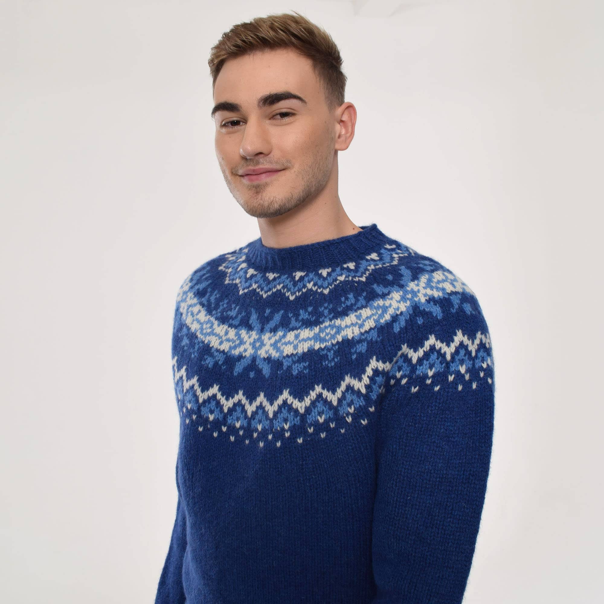 Tlab Robbie Ocean Blue Fair Isle Jumper, Christmas Gift for Him, Fair Isle Sweater, Fairisle