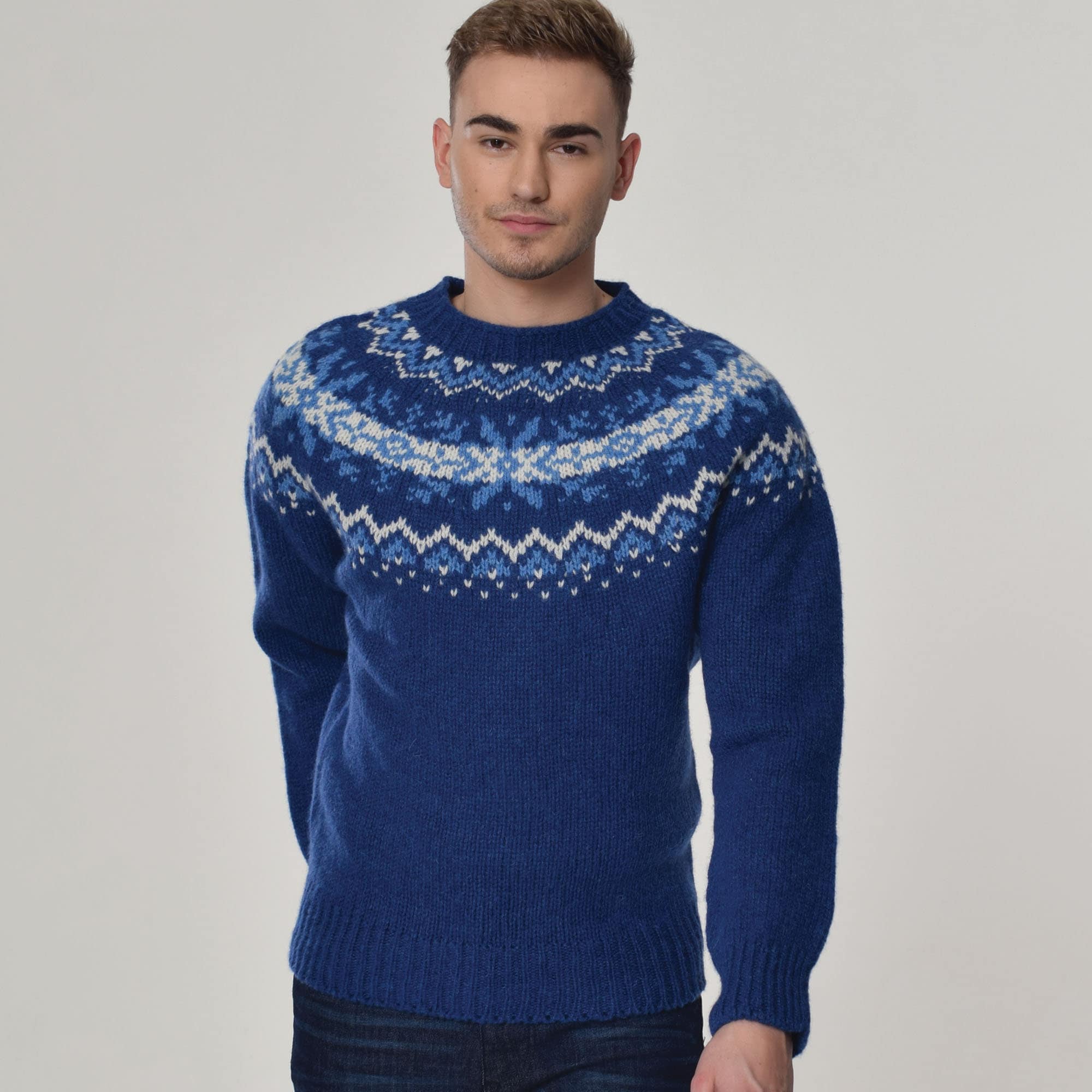 T-lab Robbie Ocean Blue Fair Isle Jumper, Christmas Gift for Him, Fair ...