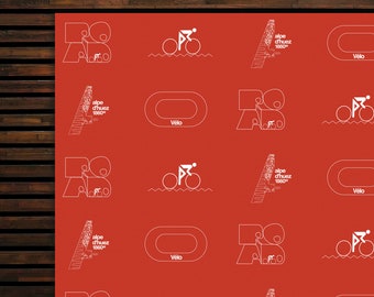 T-lab bike wrapping paper for cyclists, bike gift wrap, hill climb, Ventoux, orange giftwrap, party supplies, gift for him