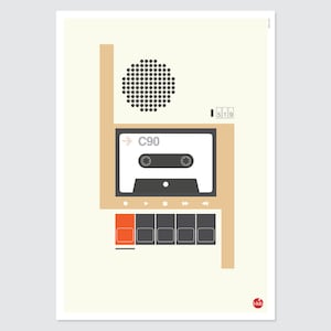 C90 Cassette A3 Print: Retro 80s Tech Wall Art