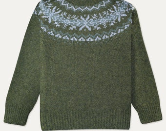 T-lab Robbie Fir Green Fair Isle Jumper, Fairisle, Luxury, Valentine for him, Fair Isle sweater, traditional Scot knit, lambswool, UK made