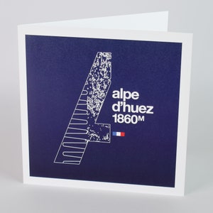 Bike card, two pack, Christmas card for cyclist, Alpe d'huez, hill climb, Peloton, good luck, birthday card, blank for greeting