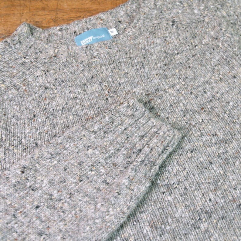 grey Scottish men/'s sweater T-lab Coll Granite Donegal Wool Jumper Donegal wool knitwear gift for him UK gift for men