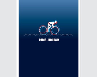 Paris Roubaix Cycling Art Print: Road Race Poster