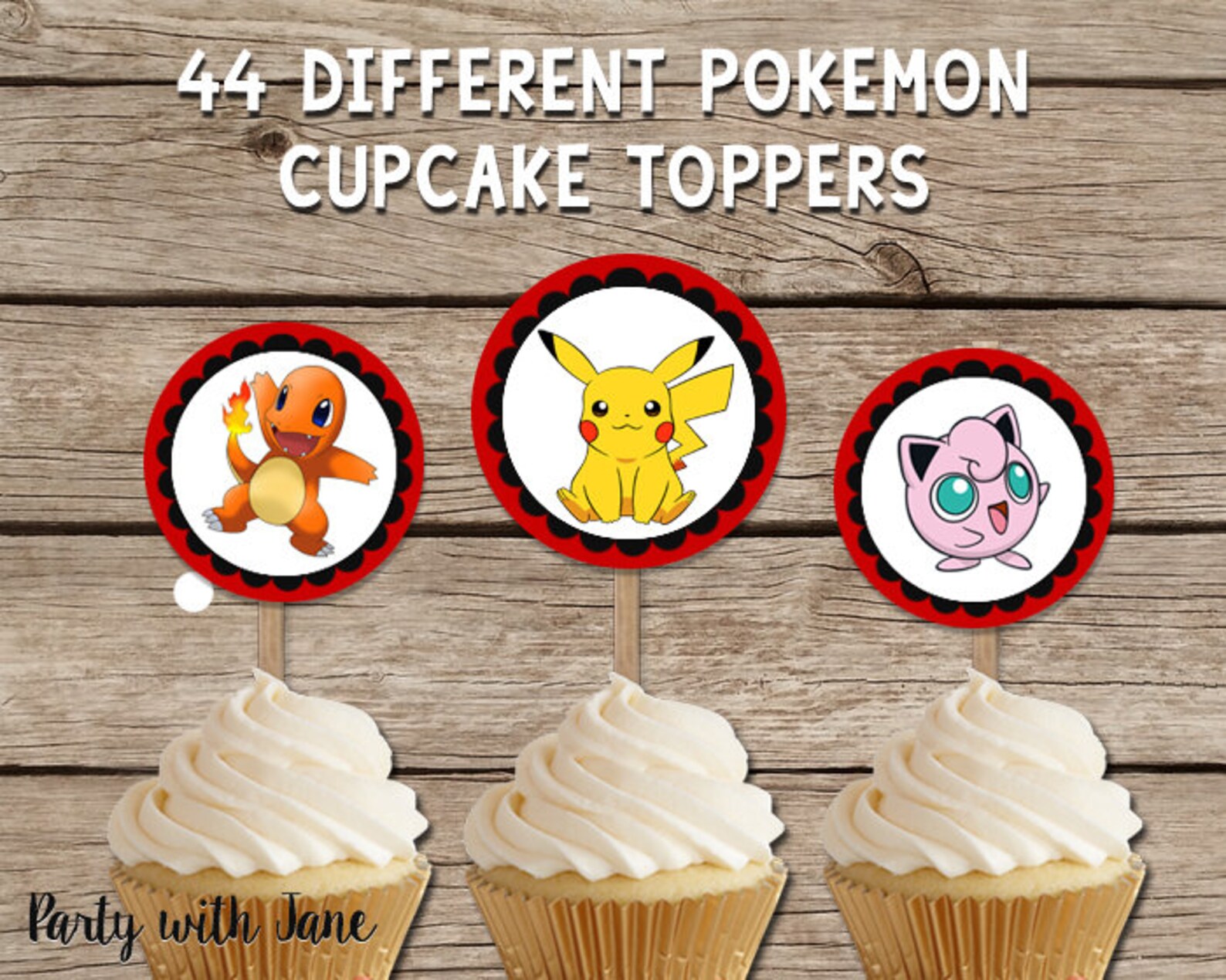 Pokemon Cupcake Toppers Stickers Party Decor Decoration Etsy