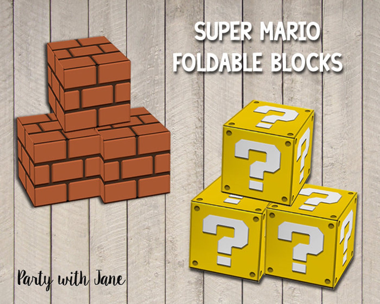 Super Mario Blocks Foldable Printable Brick Block Question Etsy