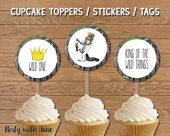 Where The Wild Things Are Cupcake Toppers Tags Birthday Etsy