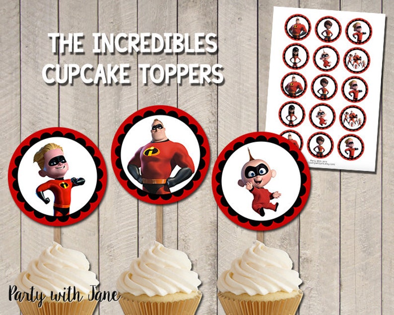 The Incredibles Cupcake Toppers Birthday Bay Shower Etsy