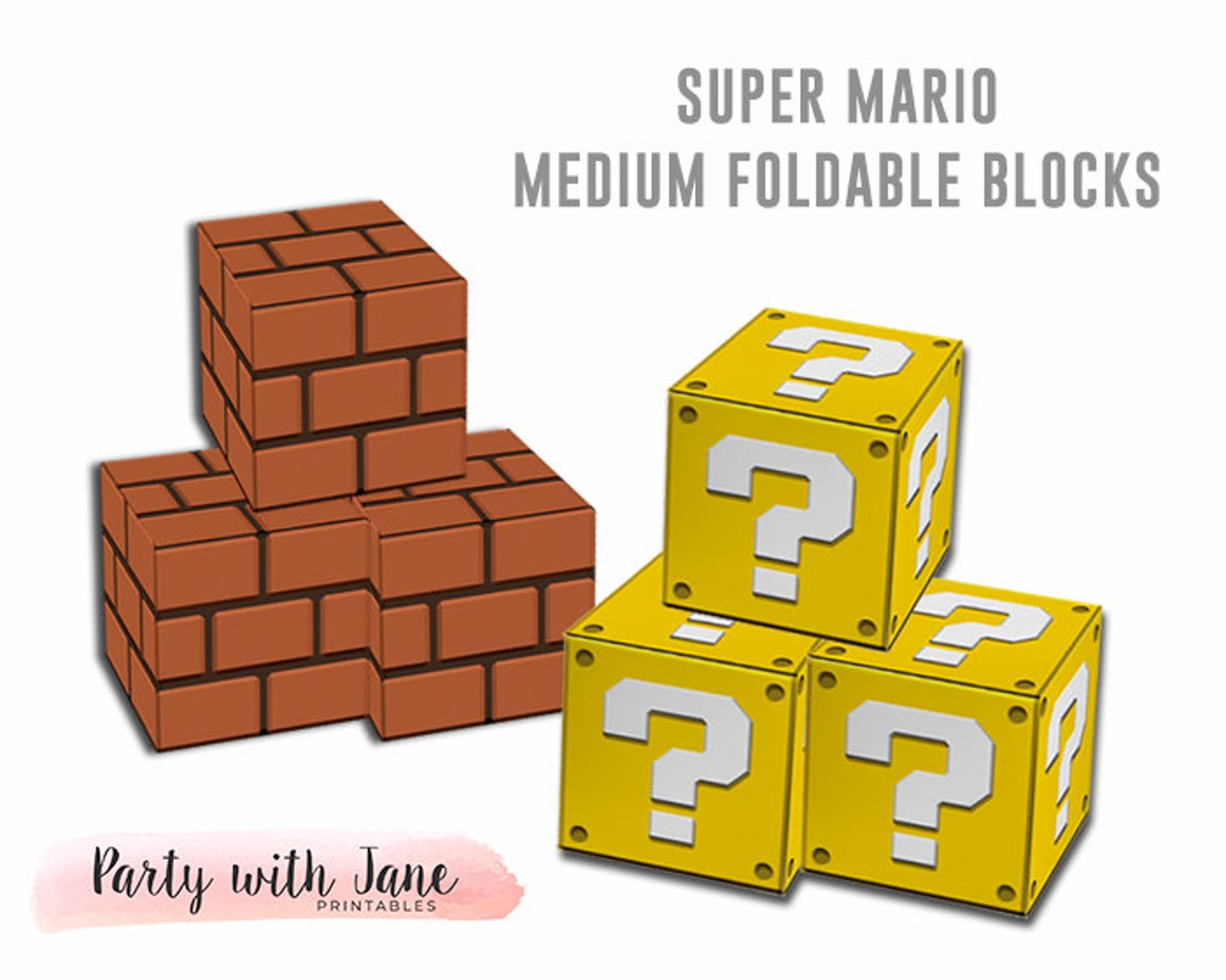 Medium Super Mario Blocks Foldable Printable Brick Block Etsy