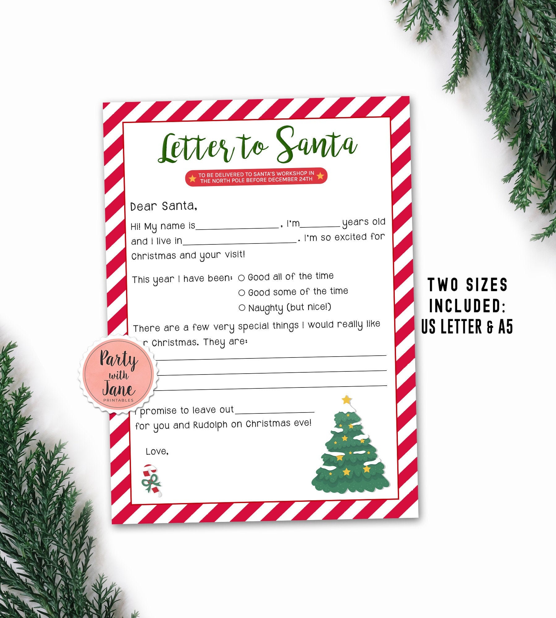 Letter to Santa Claus, Kids Christmas Letter, Holiday, Santa Mail, North  Pole, DIY, Printable, Instant Download For Secret Santa Letter Template