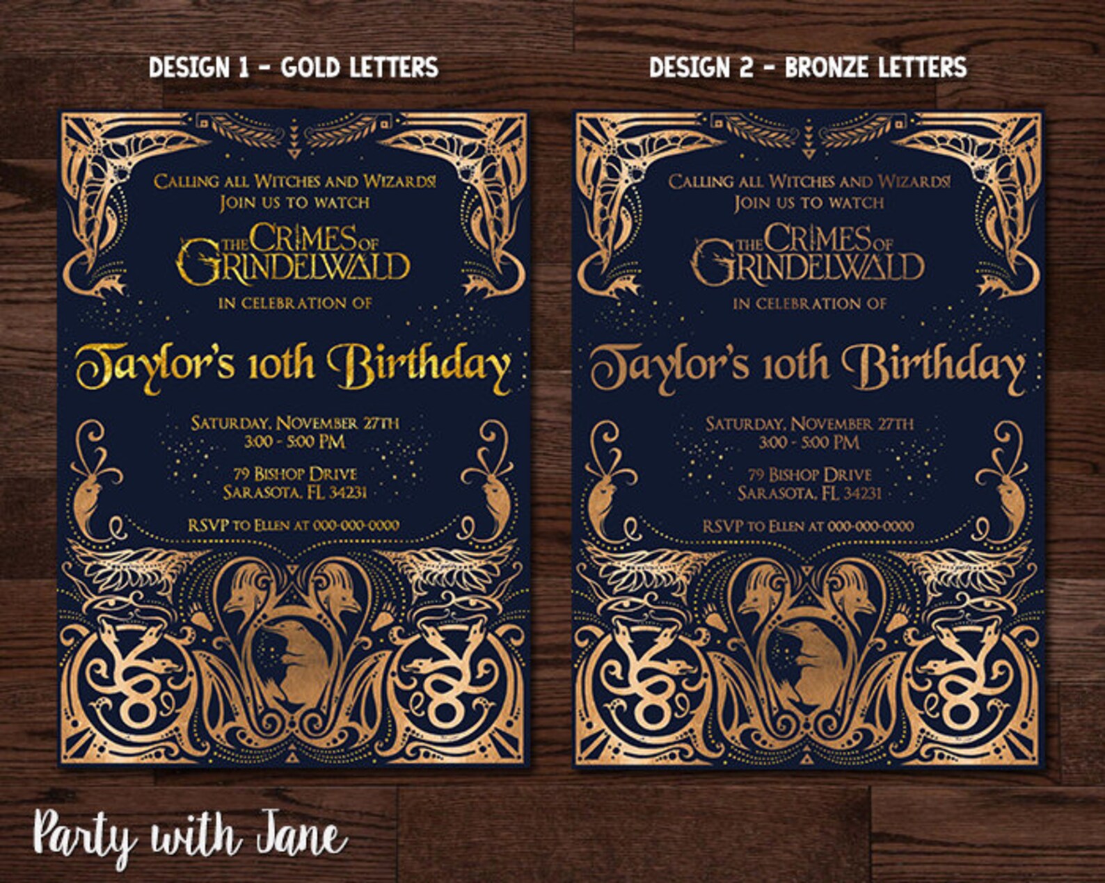 Crimes of Grindelwald Fantastic Beasts Invitation Harry Etsy