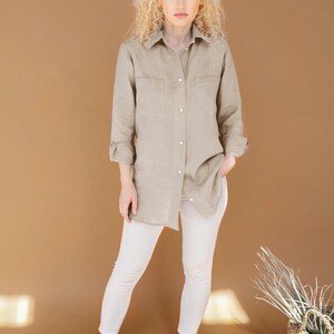 Soft linen shirt button up shirt womens shirt adrienne natural