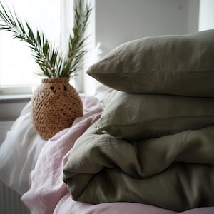 Custom Linen Bedding Set, Duvet Cover and Two Pillowcases Set, Linen Bedset, Washed Linen Bedding, Soft Linen Bedding