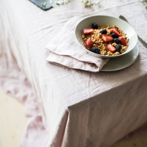 Large basic tablecloth napkins organic linen basic napkins pink