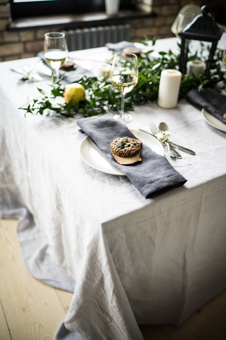 Organic linen basic tablecloth tablelinens light grey