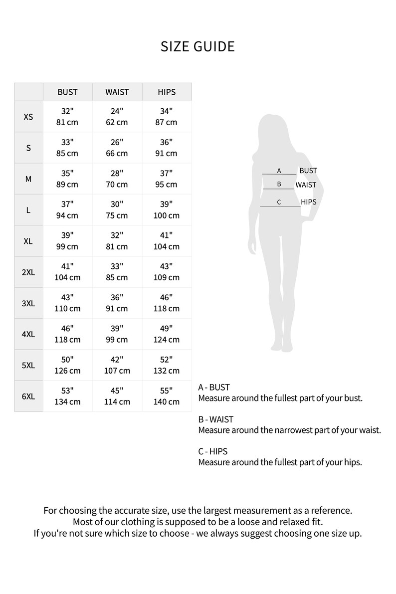 Bl clothing size guide