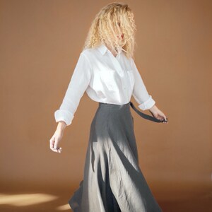 Wrap skirt long linen skirt summer skirt a line skirt laurel dark grey