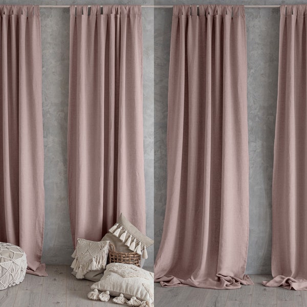 Cortinas de lino extra largas y anchas, panel de cortina de lino, cortinas naturales, regalo del Día de las Madres