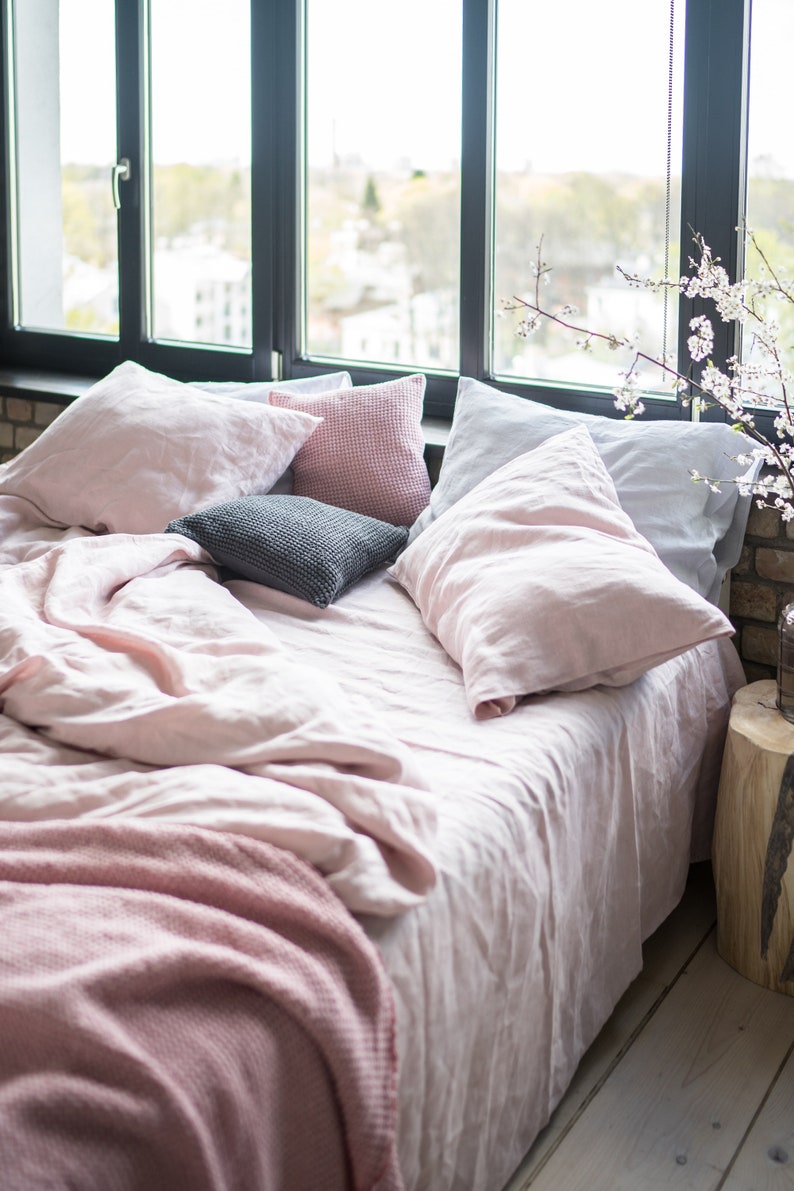 Linen Duvet Cover Soft Linen Bedding In Pink Dusty Rose Etsy