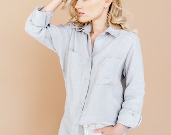 Long Sleeve Shirt, Summer Shirt, Linen Shirt, Linen Summer Shirt, Button Shirt, Collar Shirt, Casual Shirt, Mothers Day Gift