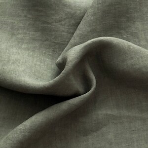 Linen fabric stonewashed organic green