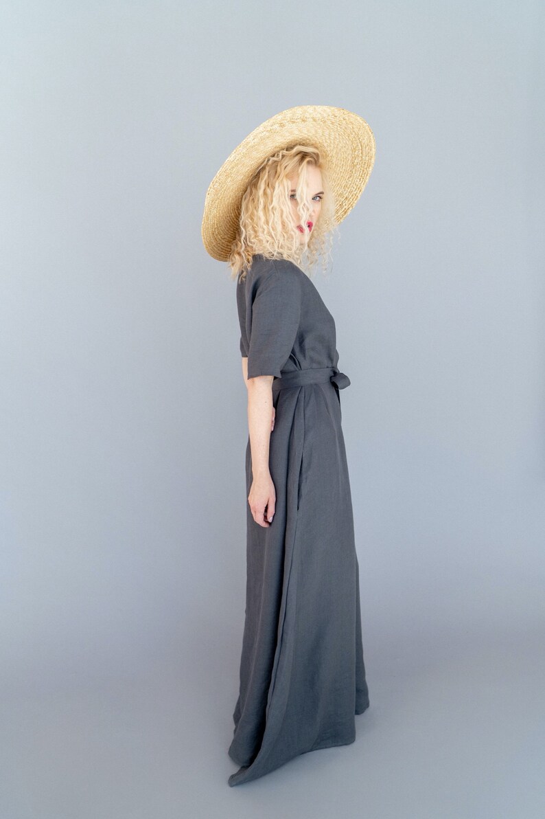 Long Linen Dress Linen Dress Linen Summer Dress Summer Dress Vacation Dress Dress with Pockets Plus Size Dress Linen Maxi Dress