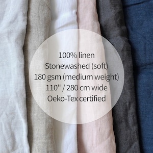 Extra Wide Linen Fabric, Stonewashed Linen, 110 Inches (280 cm) Wide, 100% Linen Fabric for Clothing and Bedding