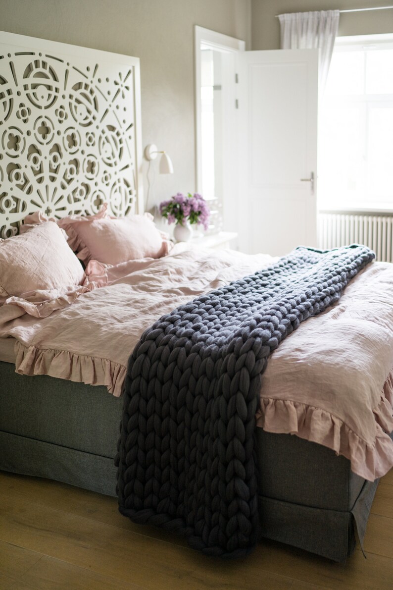 Ruffle Duvet Cover Organic Linen Bedding Dusty Pink Rose - Dusty Rose Bedding Ruffle Duvet Cover Organic Linen Bedding Dusty Pink Rose - Dusty Rose Bedding