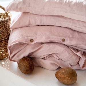 Linen duvet cover set quilt cover pillowcases basic duvet cover set basic pillowcases pink