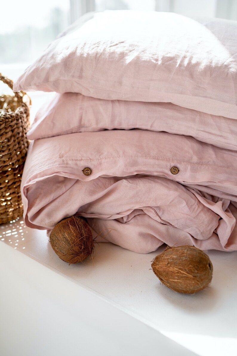 Linen duvet cover set quilt cover pillowcases basic duvet cover set basic pillowcases pink