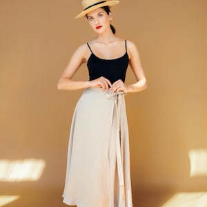 Long linen skirt linen maxi skirt wrap skirt laurel natural