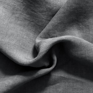 Linen fabric stonewashed organic dark grey