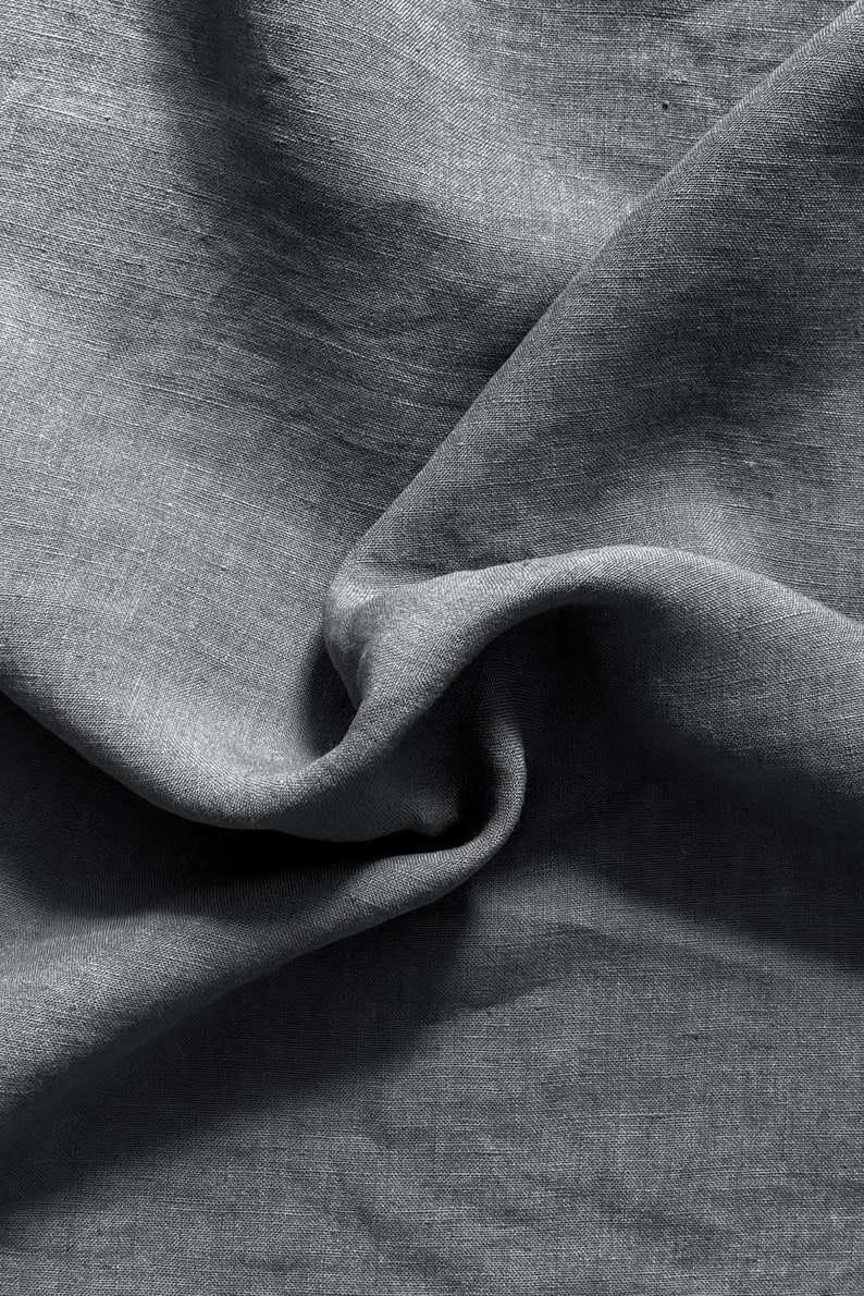 Linen fabric stonewashed organic dark grey