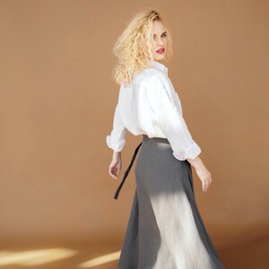 Long linen skirt linen maxi skirt wrap skirt laurel dark grey