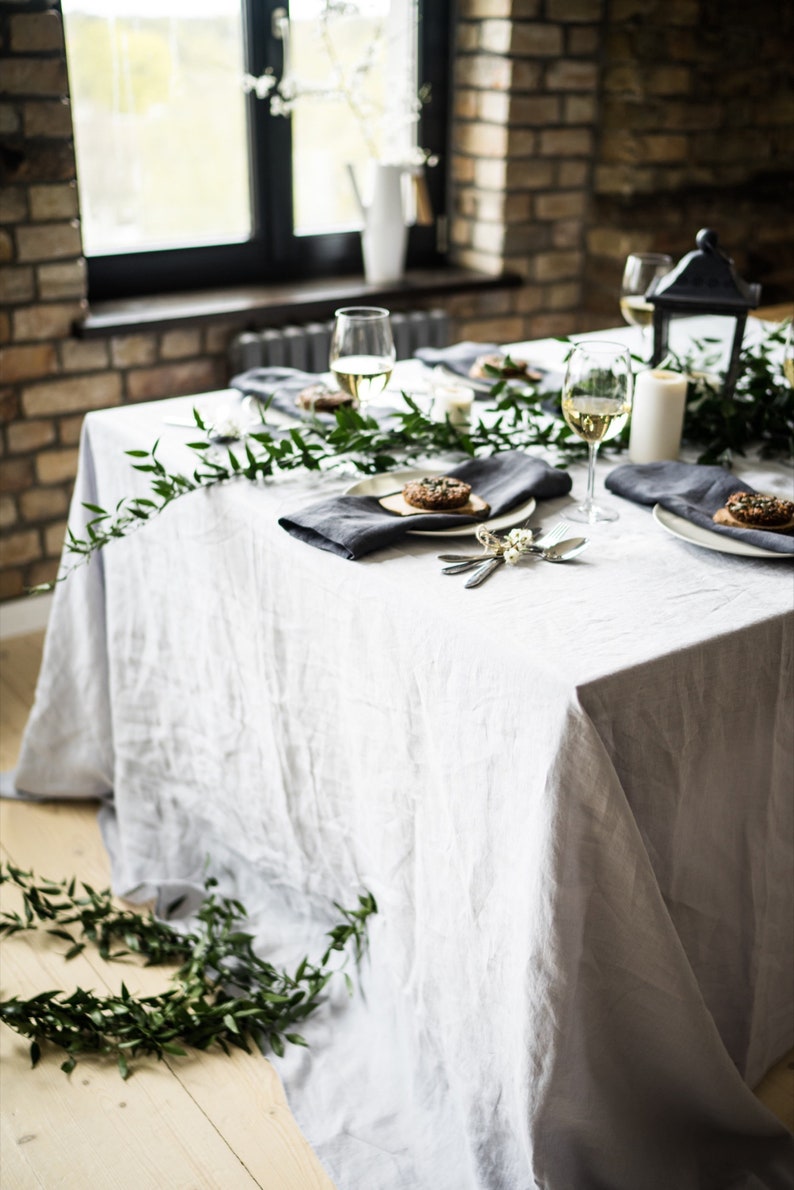 Linen tablecloth basic tablecloth light grey