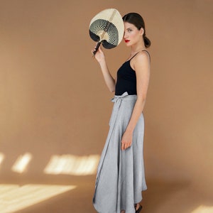 Long linen skirt linen maxi skirt wrap skirt laurel light grey