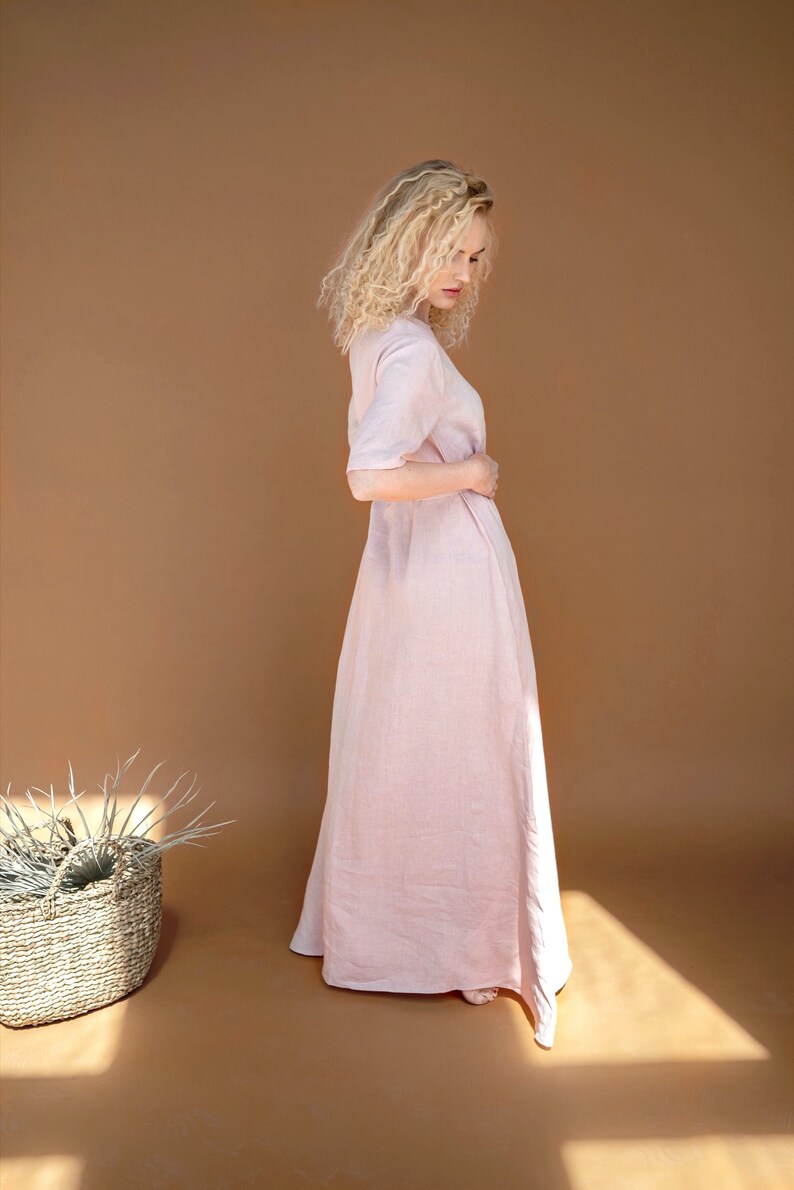 Long Linen Dress Linen Dress Linen Summer Dress Summer Dress Vacation Dress Dress with Pockets Plus Size Dress Linen Maxi Dress