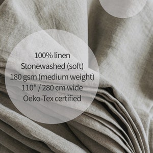 Linen fabric stonewashed organic text natural