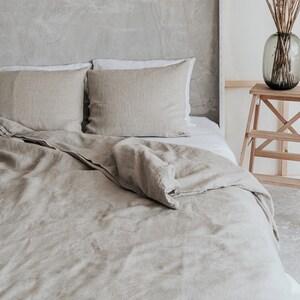 Organic linen zipper duvet cover set natural