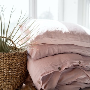 Linen duvet cover set blanket cover pillowcases basic duvet cover set basic pillowcases pink