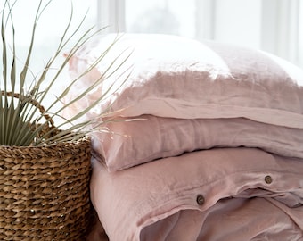 Linen Bedding Set, Set of 3, Linen Duvet Cover, Two Linen Pillowcases, Natural Linen Bedding, Linen Bedding, Blush, Pink, Mothers Day Gift
