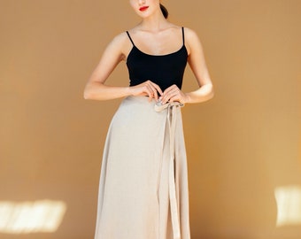 Linen Wrap Skirt, Stonewashed Linen Skirt, Maxi Skirt, Linen A-Line Skirt, Linen Skirt Laurel, Mothers Day Gift