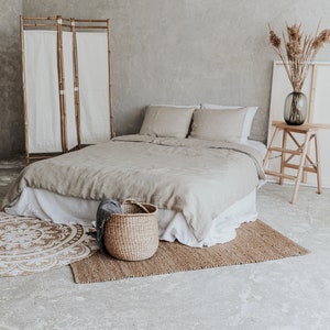 Organic linen basic duvet cover set natural