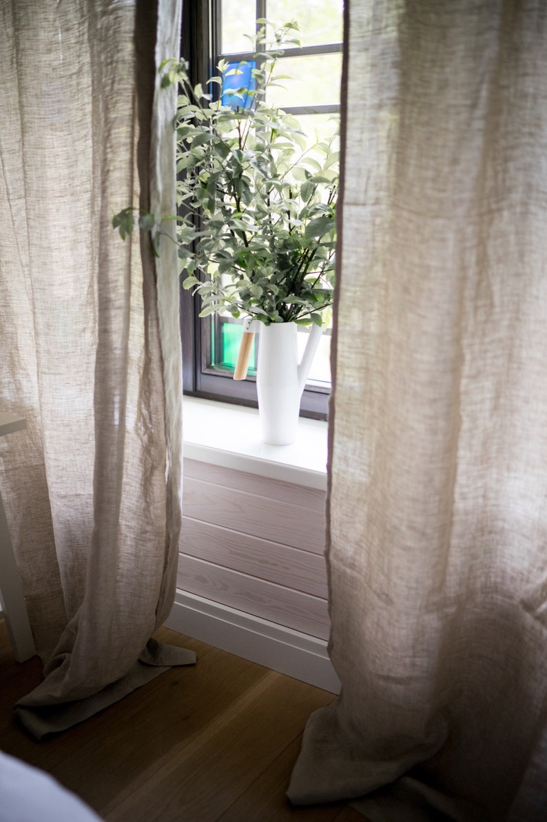 Linen curtains wide curtains natural