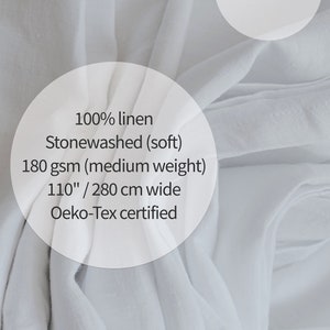 Linen fabric stonewashed organic text pure white