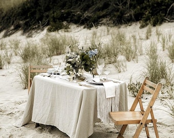 Stonewashed Linen Tablecloth: Custom Size Organic Table Cover