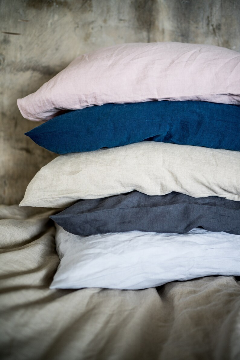 Light gray 2 pillowcases Linen sheet set fitted sheet 4 pcs set Flat sheet