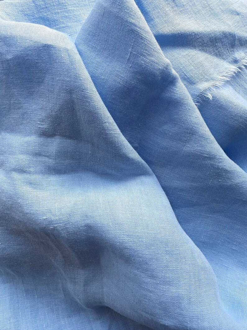 Linen fabric stonewashed organic light blue