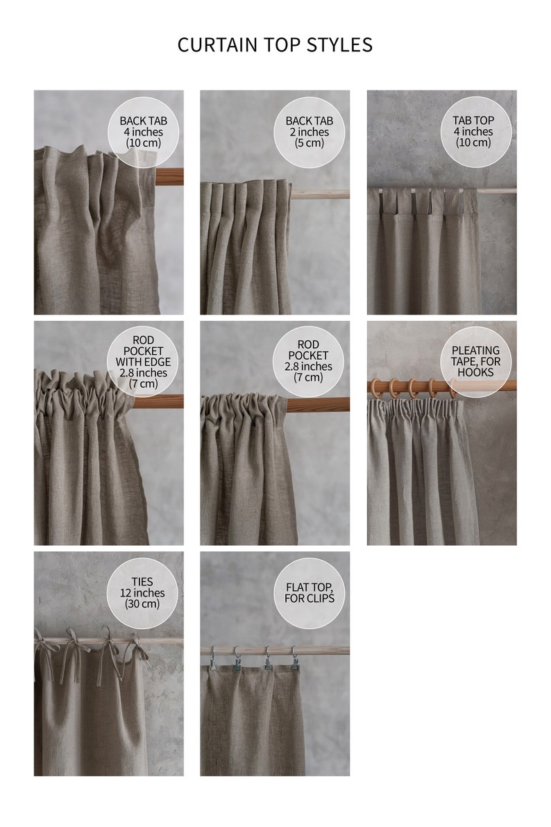 Curtain top styles options