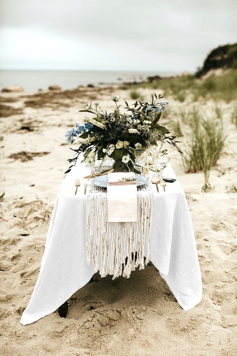 Linen tablecloth organic basic tablecloth for wedding ideas pure white